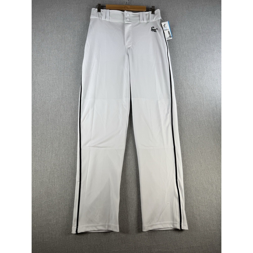 NWT‎ Champro Baseball Pants Mens M White Black Stripe Triple Crown Open Bottom